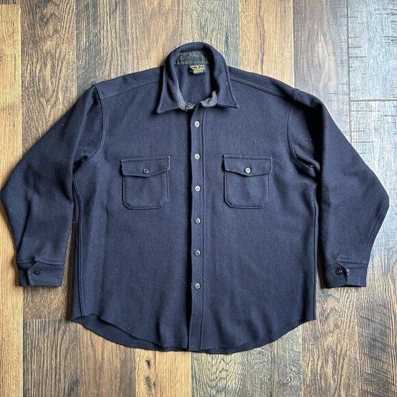 Vintage Deerskin Wool Shirt Jacket USA Made Black Heavyweight Men’s XL/XXL - Picture 1 of 4